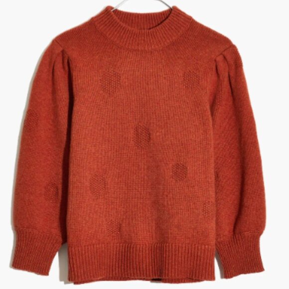 Madewell Sweaters - Madewell Dotted Eaton Puff-Sleeve Pullover Sweater in Cotton-Merino